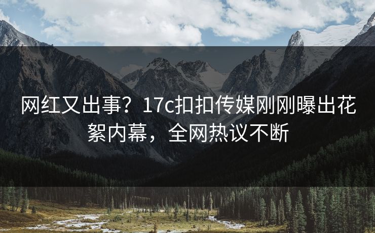 网红又出事？17c扣扣传媒刚刚曝出花絮内幕，全网热议不断
