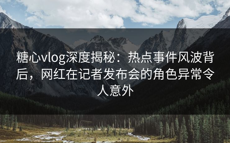 糖心vlog深度揭秘：热点事件风波背后，网红在记者发布会的角色异常令人意外