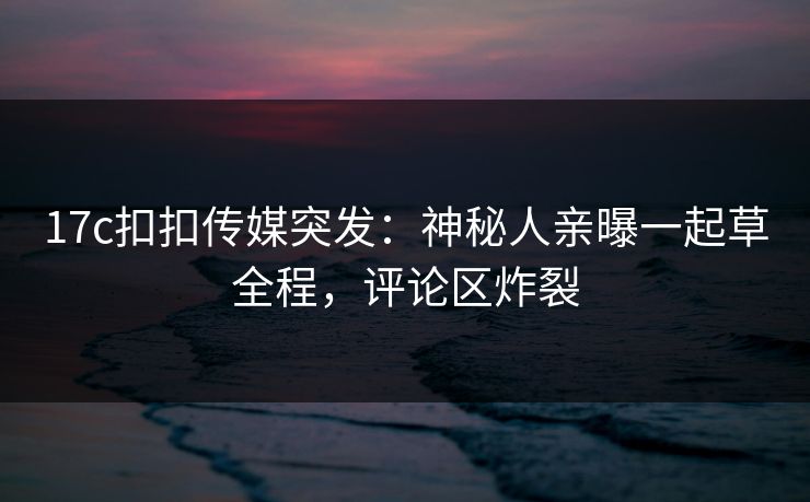 17c扣扣传媒突发：神秘人亲曝一起草全程，评论区炸裂
