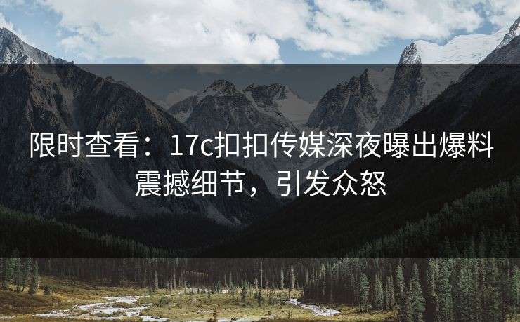 限时查看：17c扣扣传媒深夜曝出爆料震撼细节，引发众怒