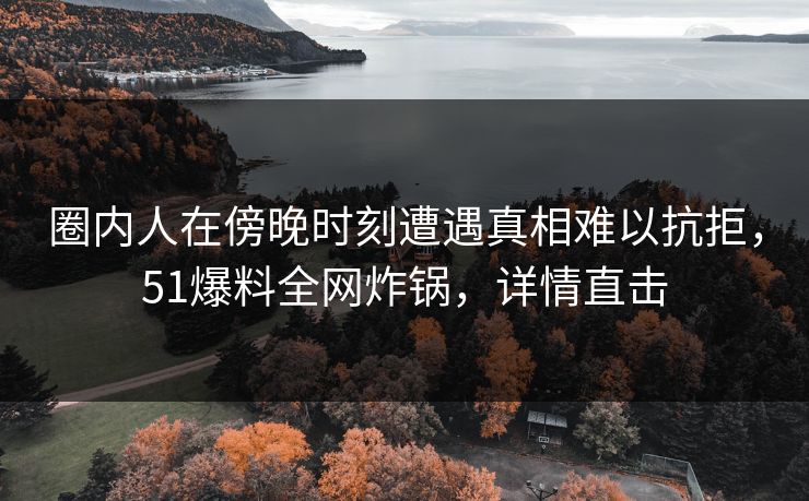 圈内人在傍晚时刻遭遇真相难以抗拒，51爆料全网炸锅，详情直击
