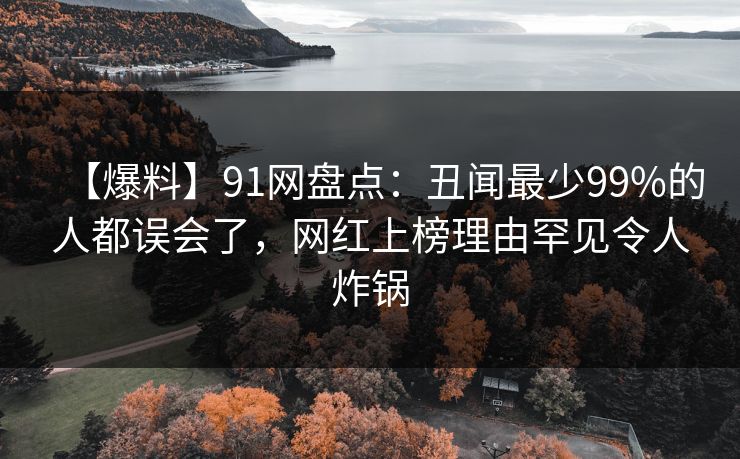 【爆料】91网盘点：丑闻最少99%的人都误会了，网红上榜理由罕见令人炸锅